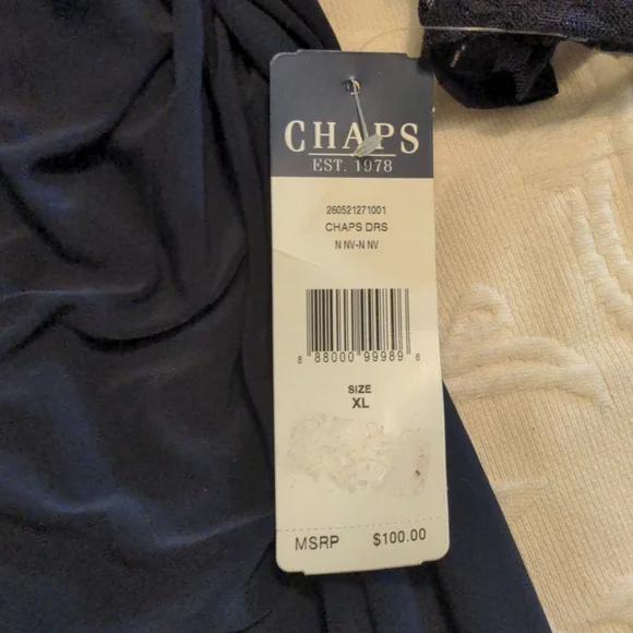 🆕Chaps XL DRESS NAVY WITH LACE - Picture 5 of 6